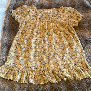 Decree Sheer short sleeve yellow floral blouse